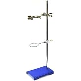 EISCO Chemical Resistant Steel Ring Stand Set - Lab Stand Support with Clamp - 8 Inch x 5 Inch Base, 24 Inch Rod - Use as Glass Funnel Stand or Test Tube Holder