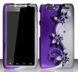 Motorola Droid Razr MAXX XT913 / XT916 (Verizon) Purple/Silver Vines Design Hard Case Snap On Protector Cover