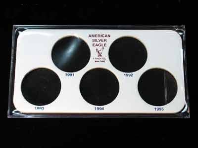 Cardboard Holder with Sleeve for 1991-1995 Silver Eagles