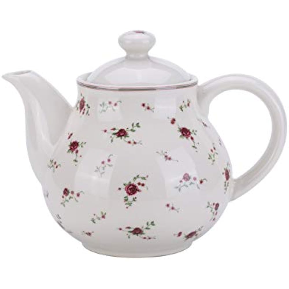 Porcelain Teapots With Lids, Vintage Beautiful Rose Design, Floral