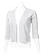 FLORIA Womens Classic 3/4 Sleeve Open Front Cropped Cardigan White M