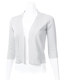 Women's Classic 3 4 Sleeve Open Front Cropped Cardigan (S-3XL)