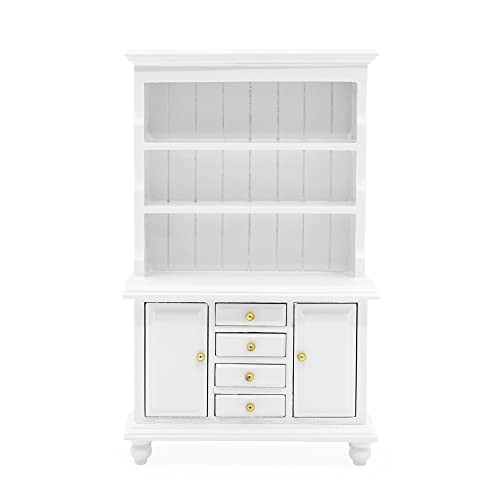 thumbnail image 2 of Kitchen Curio Cabinet Hutch Odoria Dollhouse Cabinet Miniature Bookcase: 1/12 Scale Display Bookshelf For Living Room Vintage - Mini Storage Curio China Cupboard Pantry - Tiny China Hutch 2 of 14