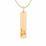 Crystal Bar Urn Pendant Necklace-Engravable Gold