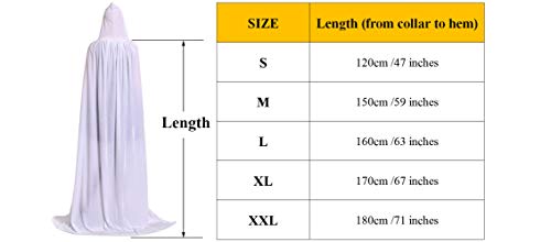 ALIZIWAY Hooded Cloak Full Long Velvet Cape for Halloween Cosplay Costume Cloak White 06WL