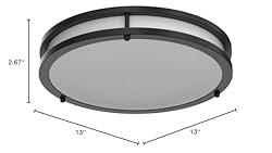 2-Pack 36W LED Ceiling Lights Black, 13inch Flush