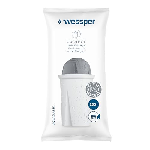 Wessper Pack de 3 cartuchos de filtro Aqua Classic Protect para agua dura compatible con jarras de agua BRITA Classic, cartuchos de filtro BRITA Classic