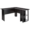 Ameriwood Home Dakota L-Shaped Desk with Bookshelves (Black Ebony Ash)