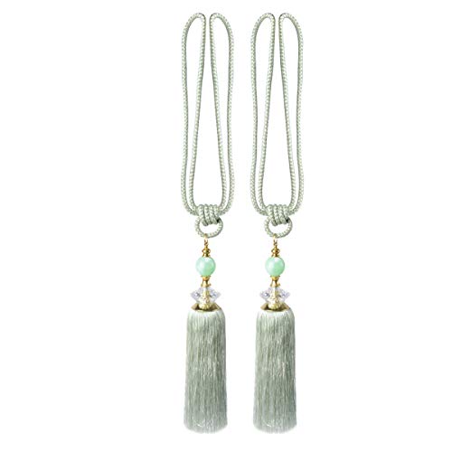 MXCELL Curtain Tiebacks Crystal Beaded Curtain Holdbacks Curtain Buckle Tassel Fringe Home Decorative 2pcs (Green) - Thumbnail 6