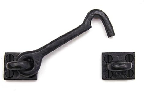 4.5" Sliding Barn Door Cast Iron Hook Latch Lock Vintage Country Rustic Decor For Gate Cabinet Log Home Cabin and Shed - Set of 2