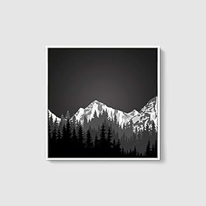 Framed Canvas Wall Art for Living Room, Bedroom Mountain Landscape Illustration XXIV Canvas Prints for Home Decoration Ready to Hang - 16x16 inches