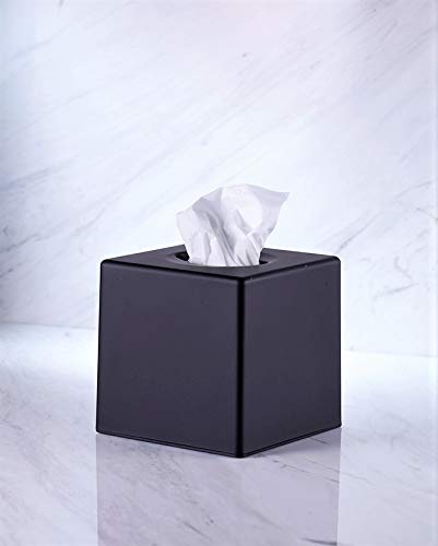 VINN DUNN BESPOKE CUBE Tissue Dispenser black, Square Tissue Box Cover Holder Kleenex Napkin Holder Bathroom Organizer Stand -Plastic ABS