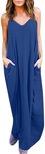 Loose Dress,Lamolory Women's Casual Loose Pocket Long Dress Short Sleeve Split Maxi Dresses (Navy, XL)
