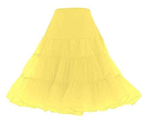 BellaSous Tea Length 26" Women Petticoat Nylon Yoke Underskirt for Vintage Dresses, Poodle Skirts, or Rockabilly (Large/X-Large, Yellow) - Thumbnail 6