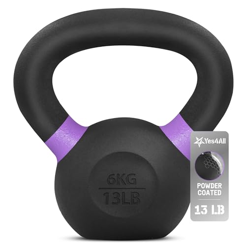 Yes4All EVZU Pulverbeschichtetes Kettlebell aus Gusseisen, 6 kg, violett