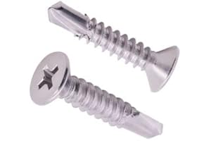 AOESIN #8 x 1-1/4" Flat Head Self Drilling Screws, 410 Stainless Steel, Cross Recessed Countersunk Head Self Drilling Screws with Self Tapping Screw Thread, 60 PCS