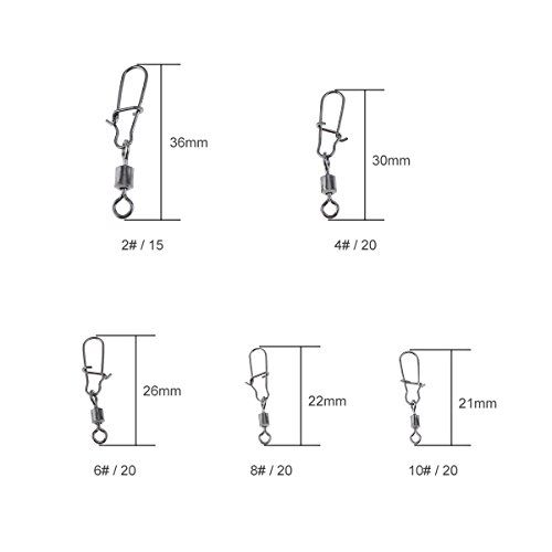 Origlam 96 pcs Pêche Rouler Roulement Pivotant Laiton Corps Pivotant, La Pêche Pivotant Rolling Barrel Connecteur Pivotant, Solide Anneaux Mer émerillons Connecteur Anneaux Interlock Snap