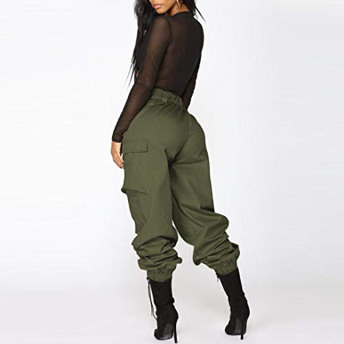 Womens High Waist Harem Baggy Hip Hop Dance Jogging Sweat Pants Slacks Trousers (S, Army Green)