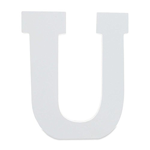 6" Classic Font White Color Wooden Letter U