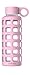 purifyou Premium 40/32 / 22/12 oz Glass Water Bottles with Non-Slip Time and Volume Markings Silicone Sleeve & Stainless Steel Lid Insert, Sports Bottle | For Water, Juice, Milk (12oz MistyRose)
