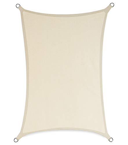 sunnypillow Sonnensegel Rechteckig 2 x 3 m inkl. Befestigungsseilen 100% HDPE | Windschutz | UV Schutz | atmungsaktiv | Sonnenschutz für Garten Terrasse und Balkon | Beige