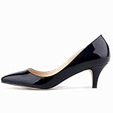 SAMSAY Women's Slender Kitten Heels Pointed Toe Pumps Court Shoes