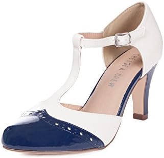 Chelsea Crew Gatsby Vintage Wingtip T-Strap Two Tone Mary Jane Pump Heel