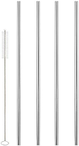 ZNY Drinking Straws Fit For Yeti Tumbler, 4 Straight and 1 Brush, 18/8 Stainless Steel (4 Straight Straws + 1 Brush)