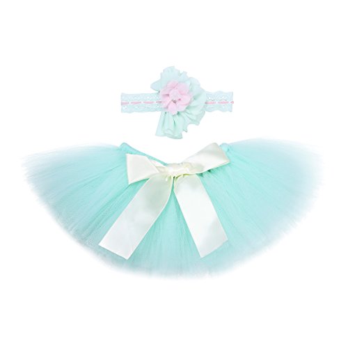TiaoBug Baby Girls Tutu skirt and Flower Headband Photo Props Outfit