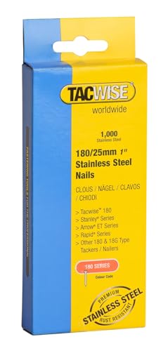 Tacwise 1066 Type 180 / 25 mm Stainless Steel 18G Brad Nails, Pack of 1000