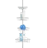 AMG and Enchante Accessories, Corner Tension Adjustable Bathroom Storage Shower Caddy, CC100003 CHR, Chrome