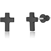 Limerencia Titanium Stud Earrings - Hypoallergenic Earrings for Women Men Sensitive Ears - Minimalist Jewelry Flatback Cross Bolt Cartilage Earrings