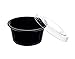 Crystal Ware Plastic Portion Cups with Lids, Condiment Cup, Jello Shot, Soufflé Portion, Sampling Cup (Black, 2oz 100 Cups/Lids)