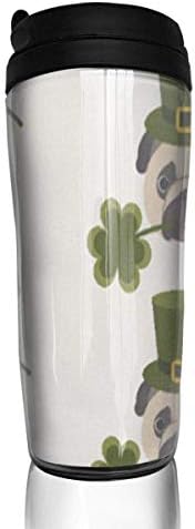 Travel Coffee Mug St. Patrick's Day Pug Pipe 12 Oz Spill Proof Flip Lid Water Bottle Environmental Protection Material ABS