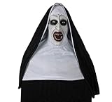 Kigcos The Nun Devil Valak Mask Deluxe Latex Scary Full Head Halloween Masks (Full Coverage) Black