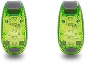 Safety Warning LED Lights By Mosion - Bright Steady & Strobe Lighting Modes - Personal Security While Running, Biking Or Walking Your Dog Outdoors - Weather Resistant Reflective Gear (Green) (2pcs)