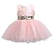 Newborn Toddler Baby Girls Sequins Bowknot Floral Princess Dresses (0-6 Months, Pink)