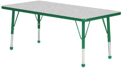 Mahar Kids Playschool Classroom Desk 42" x 72" Rectangle TableTop Color: Gray Nebula, Edge Color: Dustin Green, Leg Height: Toddler 16"-24", Glide Style: Ball