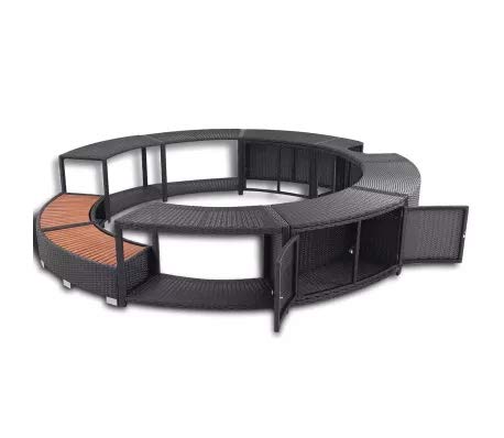 Cikonielf Spa Surround Schwarz Poly Rattan, Rahmen für Whirlpool, winddicht und regenfest, PE-Rattan… – Bild 4