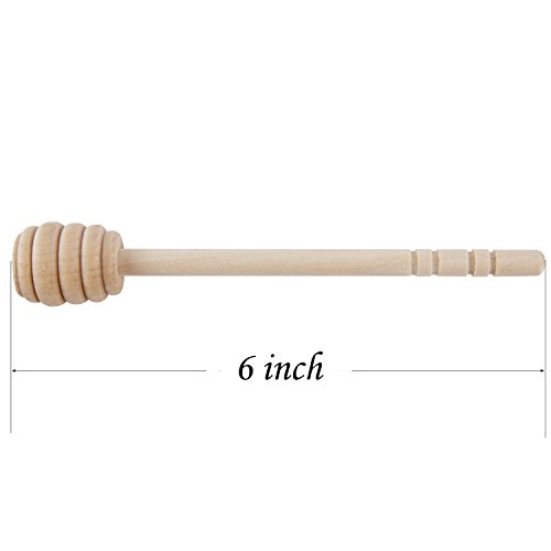 Artcome 55 Pack 6 Inch Wood Honey Dipper Sticks, with Ribbon for Honey Jam Jar Dispense, Mini Individually Wrapped, Wedding Party Favors - Thumbnail 2