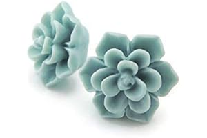 Pretty Smart Succulent Earrings Hypoallergenic for Sensitive Ears (Aqua)