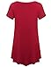 JollieLovin Women's Plus Size Tops Summer Tunic Short Sleeve Loose Fit T-Shirt to Wear with Leggings(Wine Red,1X)