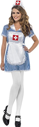 Smiffy's Women's Nurse Naughty Costume with Dress Apron and Hat