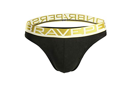 BRAVE PERSON Men\'s Sexy Jockstraps Briefs Underwear Bikini Thongs Athletic Supporter Gag Gift (Black, XL)