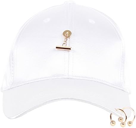 KooL Hop Mens Womens Gold Ring Piercing Shiny Silky Baseball Hip Hop Cap White