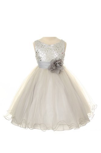 Kid s dream girl s silver sequin bodice mesh girl dress…