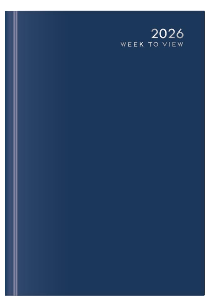 2026 A5 Premium Week To View Diary Hardback Cover Appointment & Ribbon Marker, Full Year Planner, Organizer for Business, Office, Home, Traveling, Organization (Navy Blue)