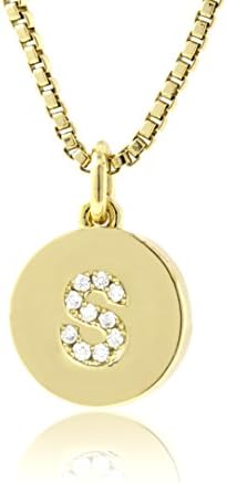 Initial Necklace, S Necklace, Cubic Zircon Pave Gold Tone Necklace with 14''-24'' Adjustable Box Chain, Bridesmaid Jewelry Gift