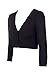 Sidecca Classic V-Neck 3/4 Sleeve 3 Button Crop Bolero-Black-Large