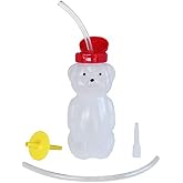 ARK Bear Bottle Kit to Teach Straw Drinking, Food-Grade Honey Bear Straw Cup with One-Way Valve, Sippy Cup Alternative